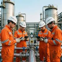 Персонал, контролирующий процент содержания природного газа на объектах газового хозяйства
